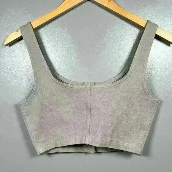 ARITZIA WILFRED FREE Crop Bralette Stretch Denim Button Tank Top Women Small 0 - Picture 6 of 7